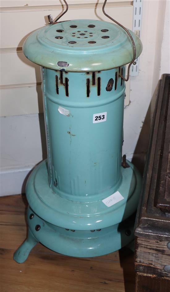 A green enamel conservatory heater